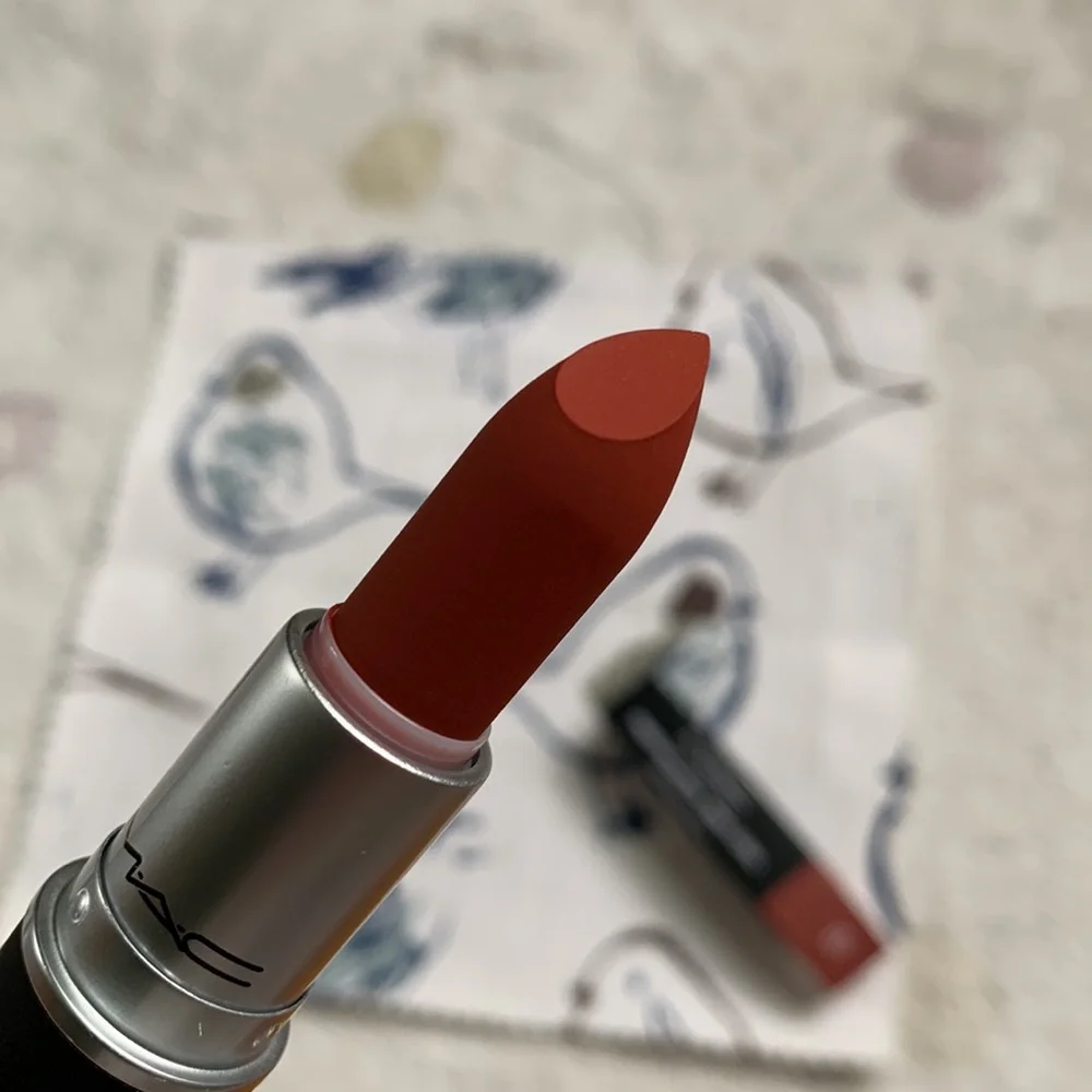 MAC Devoted to Chili NWT Powder Kiss Lipstick reinvented matte color warm brick